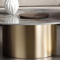 Ensemble table basse moderne simple en acier inoxydable doré et marbre tables d'appoint en pierre frittée pour centres de table de salon