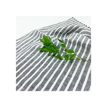 LY 100% stonewashed 대량 프랑스 아마 리넨 직물 사용자 정의 원사 염색 스트라이프 침구