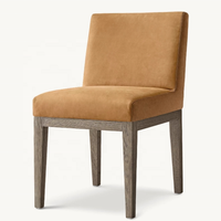 Chaises de salle à manger modernes en tissu rembourré et bois, chaises d'appoint sans accoudoirs pour la maison et les salles à manger de villas