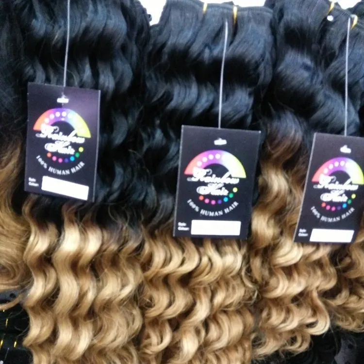 Ombre Dip Dyed Two-Tone Brazilian virgin hair 16" 20" Deep wave T1b/27# virgin remy brazilian hair weft