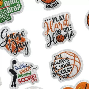 Parches de Baloncesto Bordados, Insignia 'Eat Sleep Basketball Repeat', Aplique Termoadhesivo 'Slam Dunk' para Camisetas de Equipo y Ropa Deportiva - Product Image 2