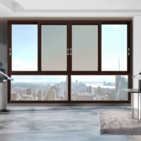 Ventana corredera de cristal templado de aislamiento doble de tres vías de aleación de aluminio personalizada, ventana corredera de estilo americano a la venta
