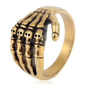 Yunnique – bague en forme de main squelette, couleur or et acier, bijoux de style Punk pour hommes, cadeau - Product Image 1