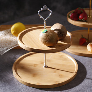 Creative Three-layer <strong>Tray</strong> Afternoon Tea Fruit Plate Household Double-layer Bamboo Snack <strong>Dessert</strong> <strong>Tray</strong> Cake Stand Rack - Product Image 5