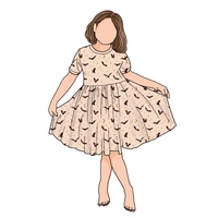 Vente en gros de jupe boutique pour enfants robe à manches courtes citrouille colorée longueur genou jolie balançoire plissée d'été pour bébés filles