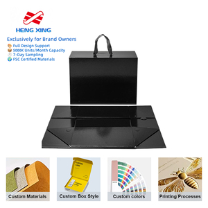 HENGXING Custom Logo Folding Cardboard Gift <b>Box</b> Luxury Large Black <b>Magnetic</b> Packaging UV Grey Board Embossing Standard Size - Product Image 1