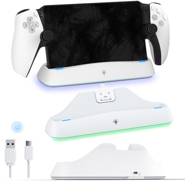 Charging Stand for PS Portal Remote Player Charger Dock Station with 7 RGB Light Modes and Type-C Cable for PlayStation Portal