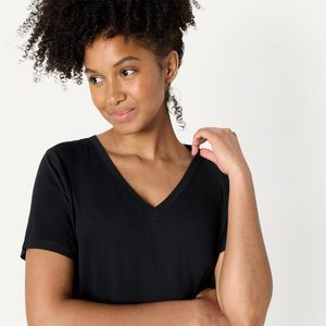 T-shirt de yoga léger à manches courtes et col en V pour femme, en mélange de coton modal doux et actif - Product Image 3