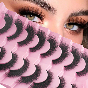 8 paires de faux cils 3D en faux vison, épais, naturels, volumineux, doux, légers, avec bande noire, pour femmes, maquillage Y08 - Product Image 1