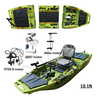 Kayak de pêche et de randonnée en eau vive VK 1 personne, système de propulsion à pédales, moteur détachable, matériau HDPE, écologique, durable