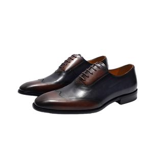 รองเท้าหนังผู้ชายแบบสวม ลายสก็อตสีน้ำเงินน้ำตาล ทรงหัวแหลม กันน้ำ สำหรับธุรกิจ สำนักงาน ฤดูร้อน ฤดูใบไม้ร่วง ขายดีประจำปี 2021 - Product Image 1