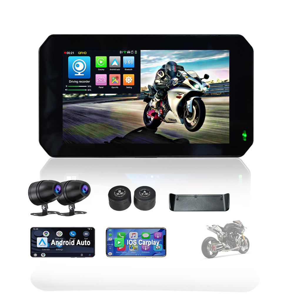 Motorcycles Navigation GPS Inch DVR Wireless CarPlay Android