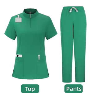 Spandex cremallera enfermeras Hospital uniformes médicos enfermería Scrubs traje uniformes recto Stand Collar mujeres Scrub conjuntos - Product Image 5