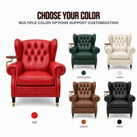 Sillón Cigar de Estilo Chino Americano, Sillón Tigre, Sofá de Diseño Moderno, Cuero Genuino Hecho a Mano, Ergonómico y Duradero 1919