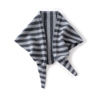 Écharpe en cachemire 100% pour femmes, nouvelle collection automne-hiver, écharpe triangulaire tricotée à rayures pour femmes