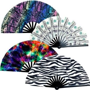 Abanico Plegable de Madera y Bambú de 13 Pulgadas con Impresión Personalizada para Manualidades y Accesorios de Carnaval - Product Image 1