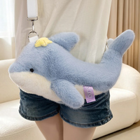 Kawaii tweekleurige dolfijn pluche schoudertas met sterdecoratie, verstelbare riem, aanpasbare knuffeldier crossbody tas