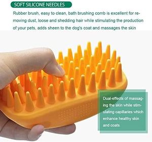 Brosse à shampooing en silicone pour animaux de compagnie Brosse à curry pour cheveux longs et courts Peigne moyen et grand pour chats et chiens Toilettage - Product Image 4