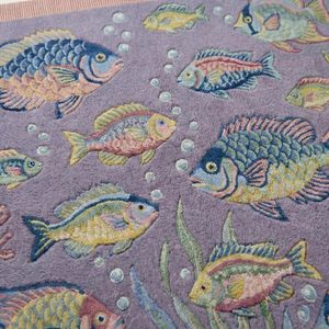 Hand Tufted Purple Fish Wool Carpet with Vibrant Aquarium Inspired Ocean Design for Bedroom Living Room Nursery <b>Kids</b> Room Play - Product Image 5