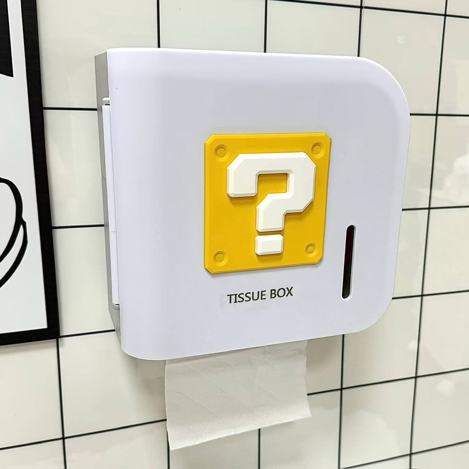 with garbage bag opening + 3d question mark sticker