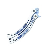 Outils d'entraînement papillon en acier 3Cr13 non tranchant, combinaison pratique de lame pliante en acier et de manche en aluminium pour la survie en camping et la chasse