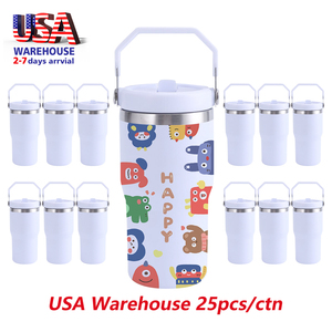 Chúng tôi RTS 20oz thăng hoa trống cách nhiệt cup thép không gỉ cách điện Tumbler du lịch Mugs với xử lý lật rơm nắp cho trẻ em - Product Image 2