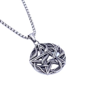 Men's <b>Titanium</b> Steel Snake Pentagram Pendant Star Shape Themed Necklace Everyday Wear 216071 - Product Image 5