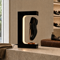 Support d'affichage à lévitation magnétique pour chaussures, avec éclairage LED, en acrylique noir brillant, fabrication OEM