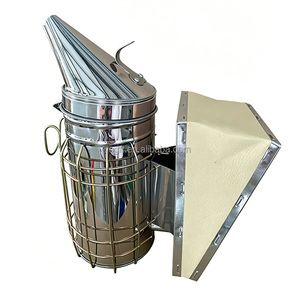 Nouveau souffleur manuel en acier inoxydable et cuir (Argent/Jaune) pour l'apiculture - Product Image 3