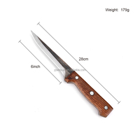 Couteau de chasse d'extérieur de bonne qualité, écologique, en acier inoxydable, avec manche en bois vintage, pour trancher et fileter la viande crue, 6/7/8 pouces