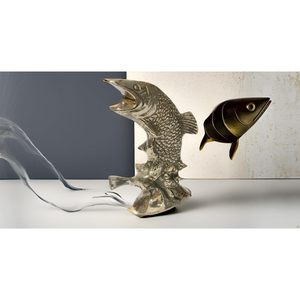Objet décoratif artisanal en laiton PARIJAT HANDICRAFT, poisson Dhokra, magnifique article décoratif pour la maison, accessoire de bureau, Inde, 2,5x1,4x3,5 - Product Image 4