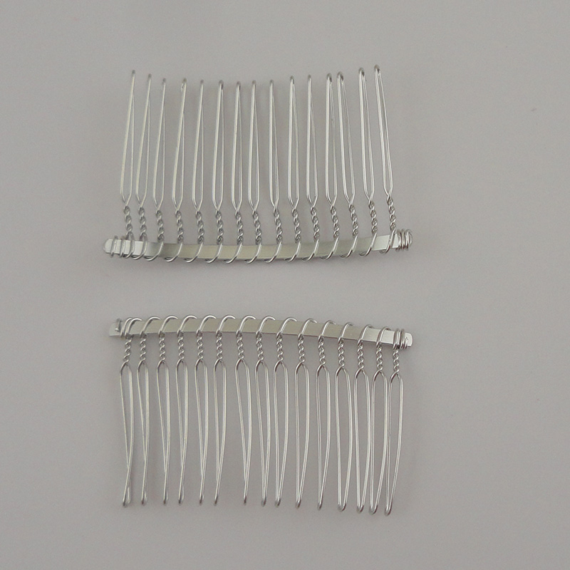 Silver 14teeth 15 teeth Plain Metal Hair Combs for Bridal Hair Accessories Wire Twisted Side Comb