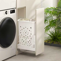 Panier à linge minimaliste léger et écologique à fermeture douce, à montage inférieur, avec design de ventilation creux pour un accès facile à la salle de bain