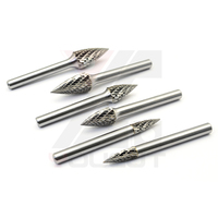 Fraise rotative en carbure de tungstène à double coupe, série G, forme d'arbre pointue pour le débavurage d'angles étroits et de coins de racines, tige de 6 mm