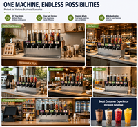 Distributeur de sirop commercial à 6 têtes, équipement de distribution multi-embouts pour bubble tea, idéal pour les salons de thé et les magasins de thés aux fruits