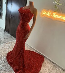 Customized Sparkle Mermaid Sweetheart <strong>Red</strong> <strong>Sequin</strong> with Beads Long Prom Dresses Formal Gown - Product Image 6