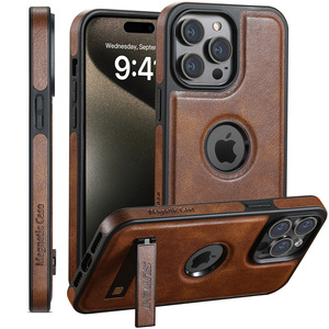 Étui de téléphone en cuir de style professionnel avec chargement sans fil pour <span class=keywords><strong>iPhone</strong></span> 17 AIR 16 PRO MAX 15 14 13 avec fonction de support - Product Image 1
