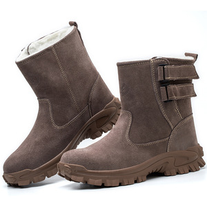 Men's Winter Safety Boots Steel Toe Fleece Lined Anti Slip High Top Work Shoes Construction Industry Warm Cold Weather - Product Image 1