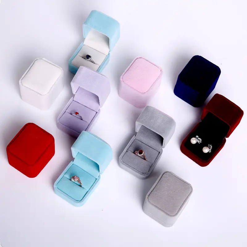Square Wedding Velvet Earrings Ring Box Jewelry Display Case Gift boxes