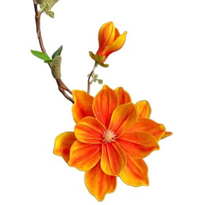 Bouquet de fleurs artificielles de magnolia Jinxi en soie réaliste pour décoration de mariage rose orange rouge - Product Image 4