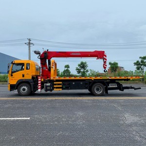 Sinotruk HOWO 4x2 <b>Flatbed</b> Recovery <b>Truck</b> with 6.3 Ton Crane Slidebed Wrecker Boom Crane Tow <b>Truck</b> - Product Image 5