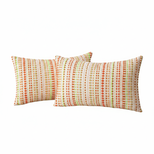 12x20 Inch Orange Woven Striped Decorative Lumbar Pillow Covers Fall Boho Accent <b>Cushions</b> Set of 2 Cotton Seat <b>Pads</b> - Product Image 2