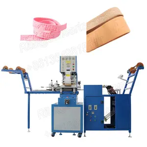 Automatic pneumatic hot leather label patch embossing machine logo stamp machine