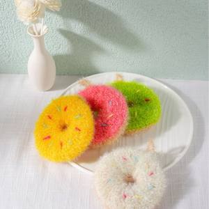 Bon nettoyage <span class=keywords><strong>éponge</strong></span> cuisine <span class=keywords><strong>main</strong></span> Crochet acrylique <span class=keywords><strong>rond</strong></span> beignet forme coloré cuisine plat épurateur torchons plumeaux - Product Image 4