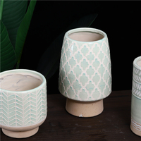 Pots de plantes pour chiens en céramique faits à la main en grès à motif géométrique moderne Vase de table créatif pour la décoration de la maison