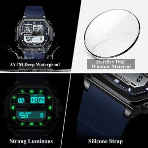 Reloj Poedagar 993 de Silicona a Prueba de Agua para Hombre, Cronógrafo Digital de Cuarzo, Relojes LED con Pantalla de Hora Dual, Reloj Electrónico para Hombre - Product Image 4