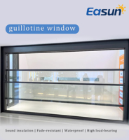 Ventana de elevación eléctrica de aluminio grande, tragaluces de vidrio deslizantes verticales automáticos, vidrio templado doble de acero inoxidable