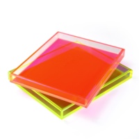 Plateau décoratif Lucite fluorescent en plexiglas serveur de nourriture et de boissons néon Luxe acrylique empilé plateau de beauté de bijoux cosmétiques