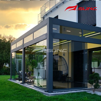 Kit de pergola SUNC Qutdoor pour extérieur, système de toiture imperméable 4x4m, construction de jardin, lames rotatives motorisées bioclimatiques
