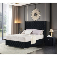 Meubles de chambre à coucher de luxe, cadres de lit simples et doubles en bois massif et en tissu modernes